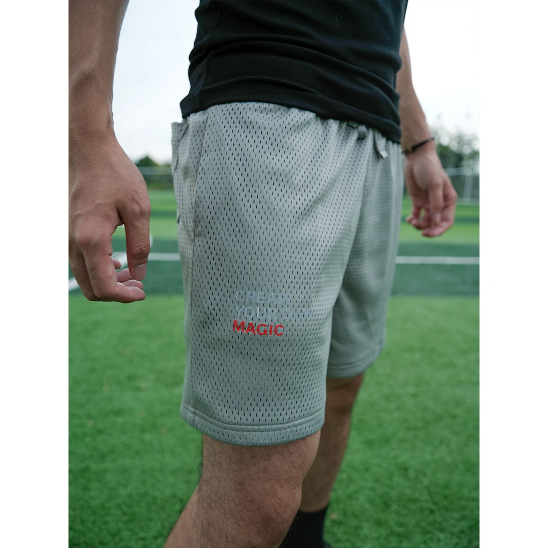 GTAL美式立体剪裁网眼透气四分裤凉感速干休闲印花抽绳运动短裤