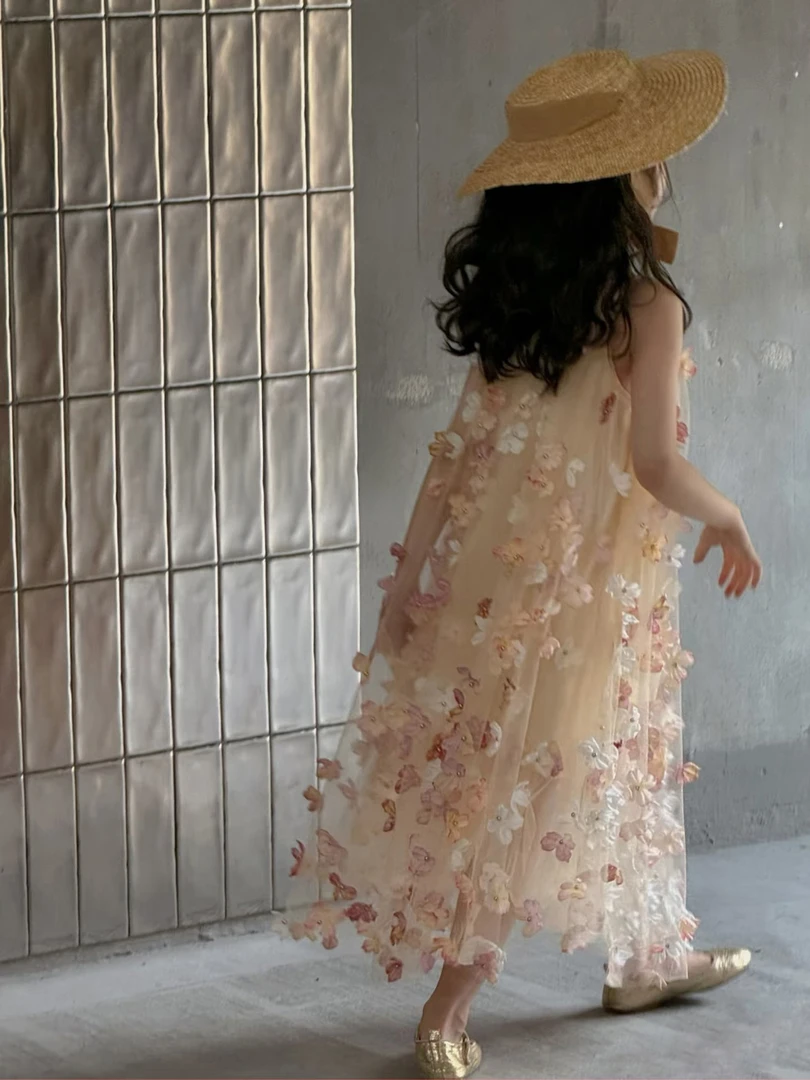 女童连衣裙夏季2025新款儿童甜美碎花公主裙小女孩吊带背心裙韩版