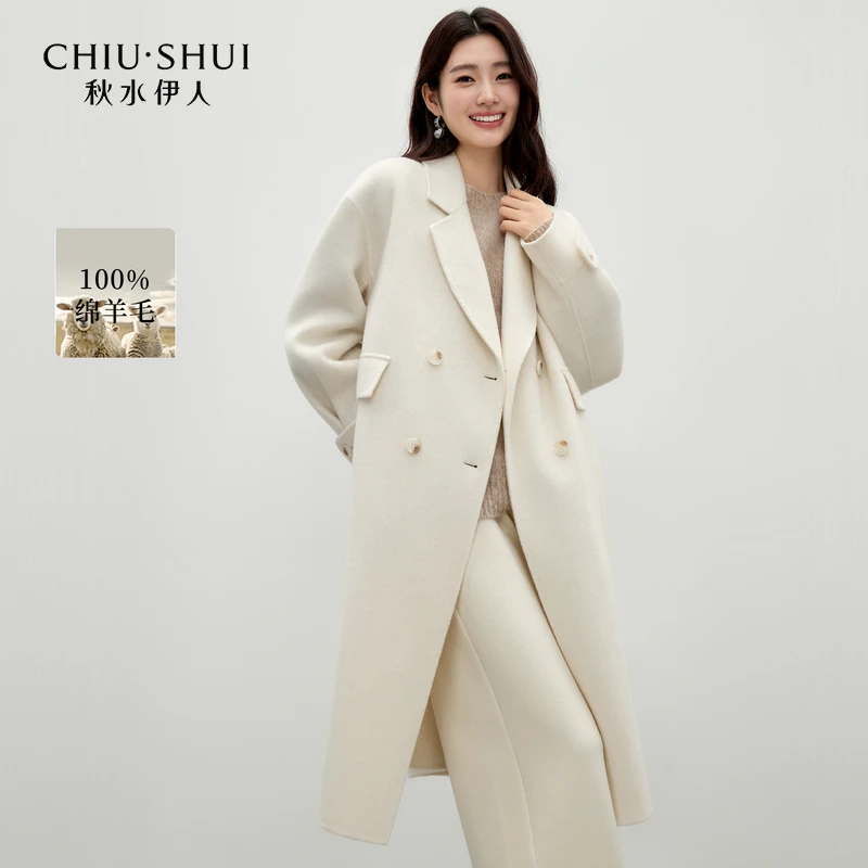 【直播优选】秋水伊人翻驳领双面呢大衣毛呢外套625410B120206