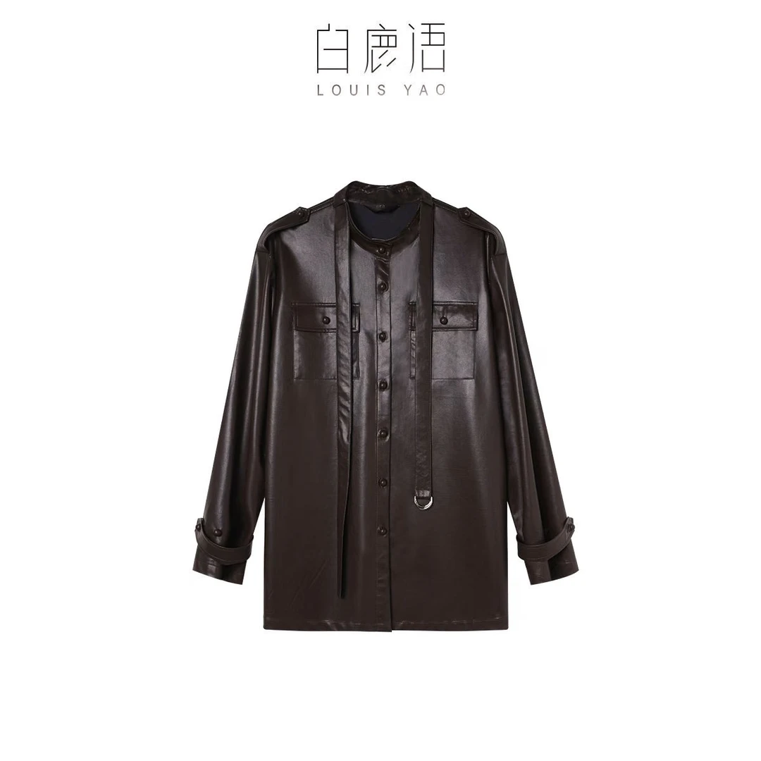 DY【商场同款新品】白鹿语时尚潮流百搭PU皮外套上衣女（播）BL20497