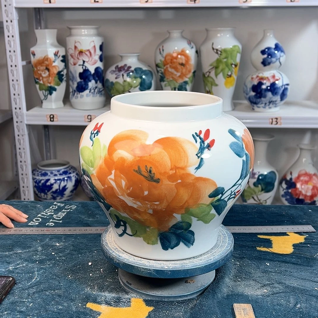 摆件景德镇陶瓷大口黄牡