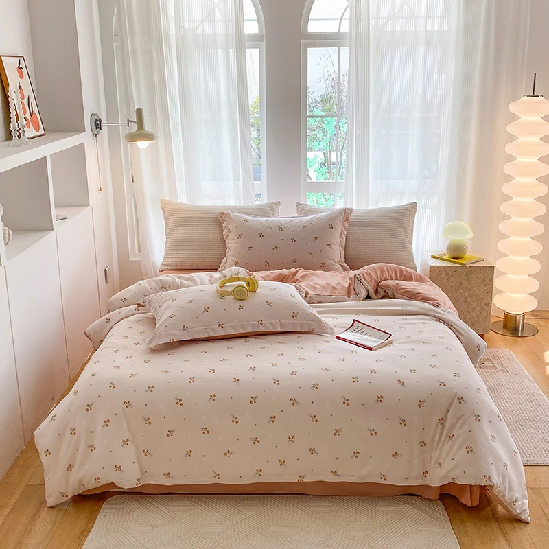 acefeel/爱克菲尔针织棉床单四件套床品印花亲肤凉感夏被机洗韩式