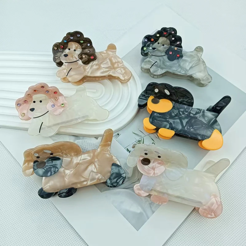 SY27010卡通小狗醋酸发夹高级感鲨鱼夹可爱动物抓夹