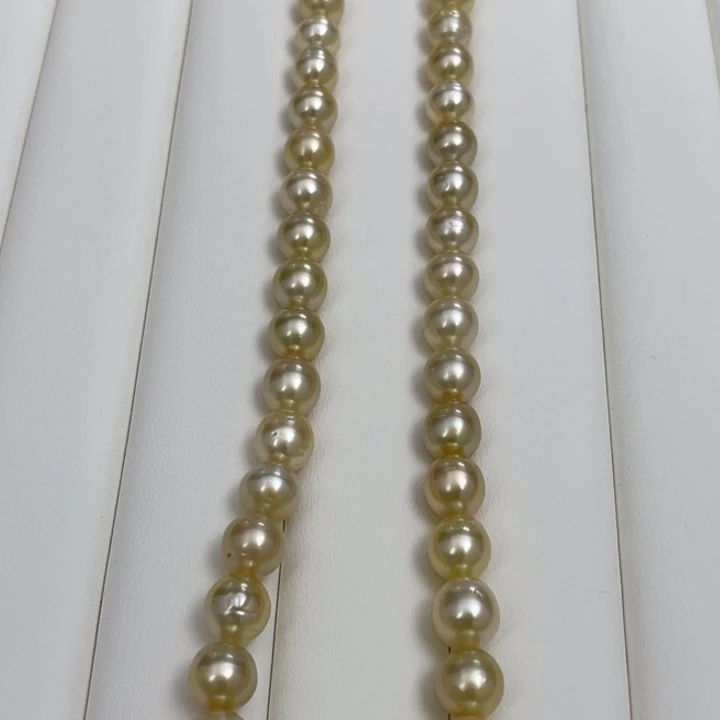 海水珍珠颈饰银S925镶嵌金珠项链9-11mm