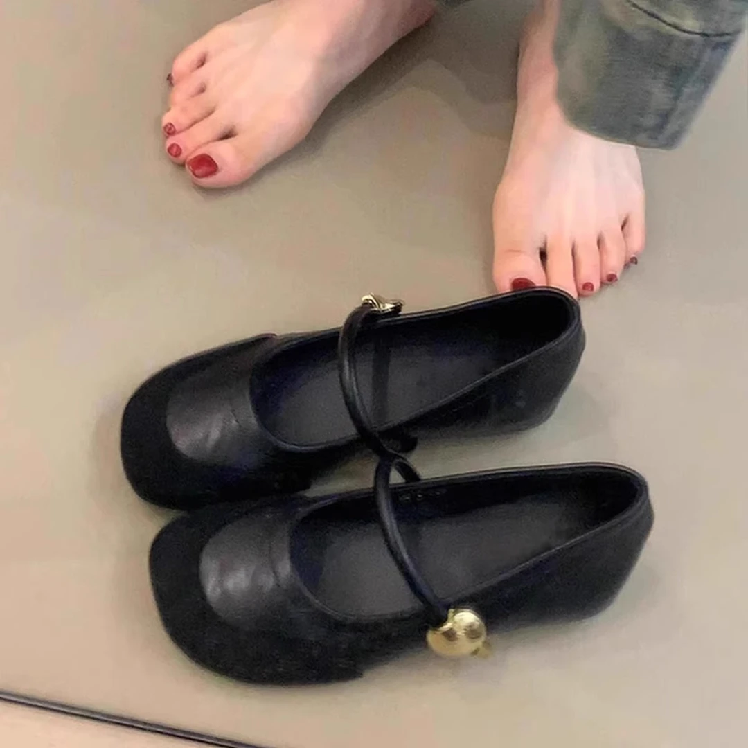 羊皮版~复古奶奶鞋女一字带圆头真皮玛丽珍鞋百搭内增高晚风单鞋