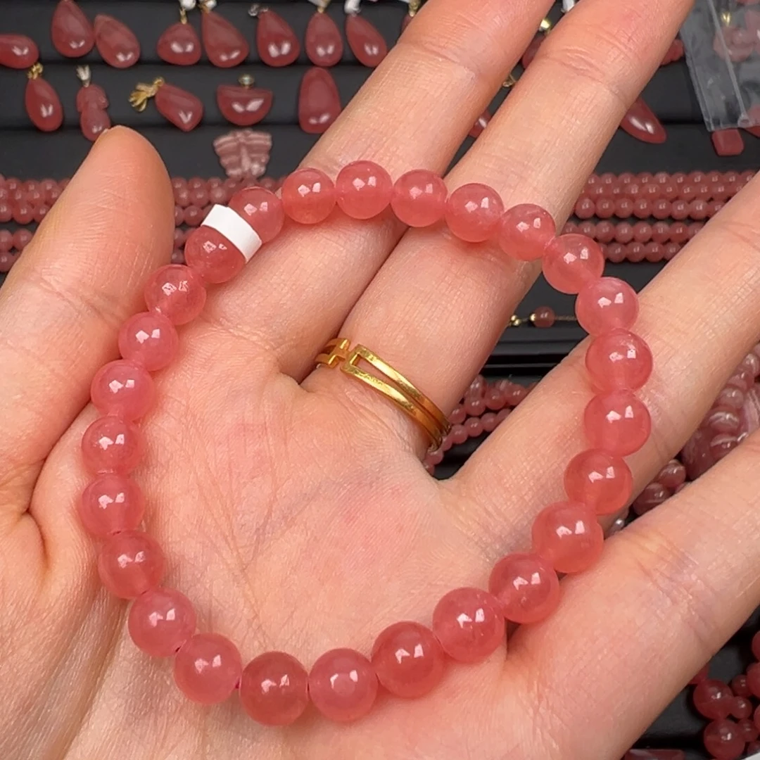 菱锰矿（红纹石）未镶嵌手绳