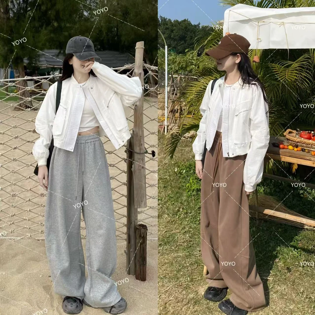 YOYO自制【弯刀卫裤】春款2025显瘦休闲宽松抽绳运动阔腿拖地裤