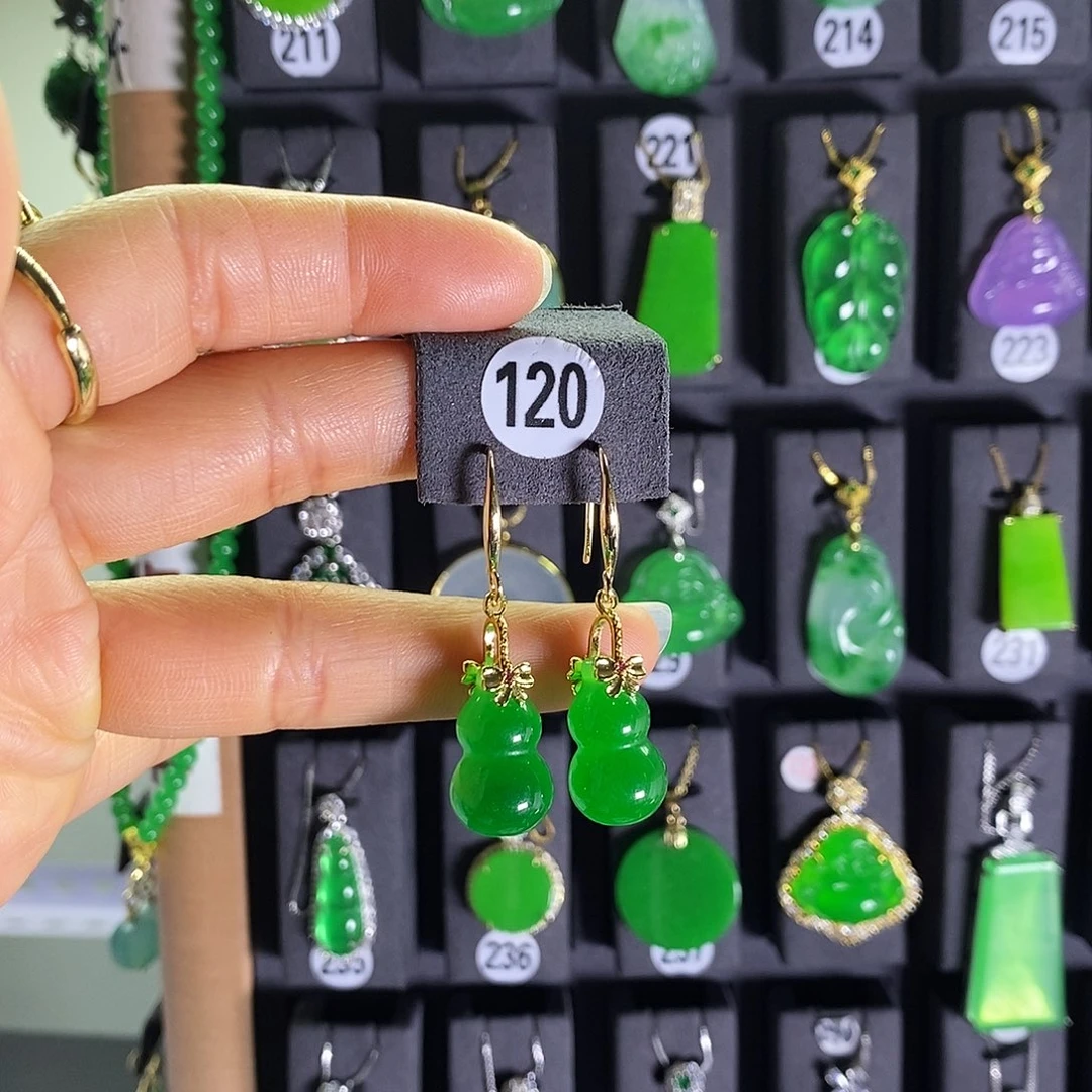 银S925镶嵌翡翠耳饰120