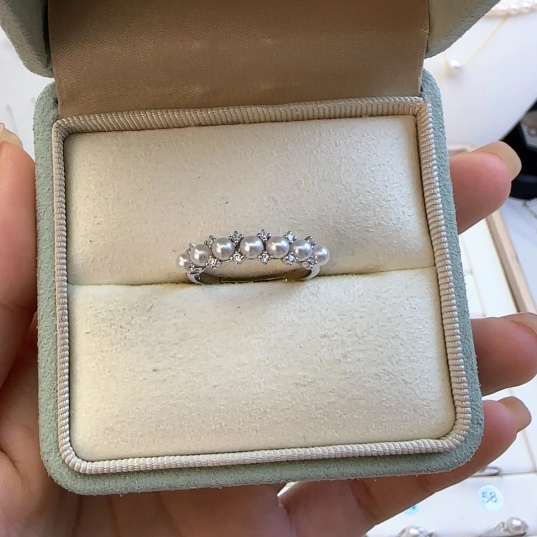 戒指银S925镶嵌淡水珍珠