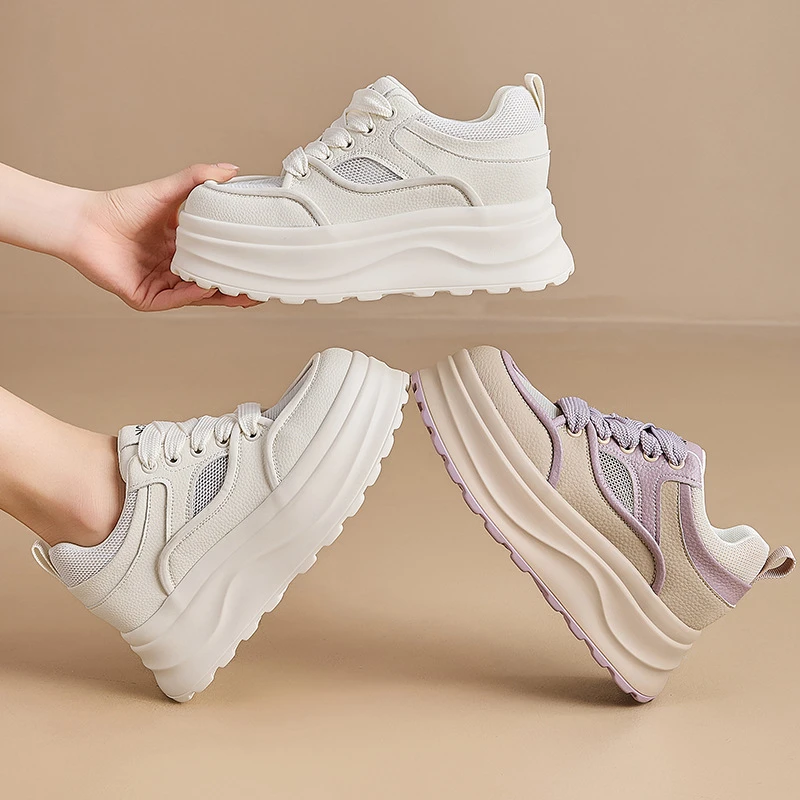 夏季网鞋女2025时尚厚底松糕超轻透气百搭休闲运动小白鞋子女百搭