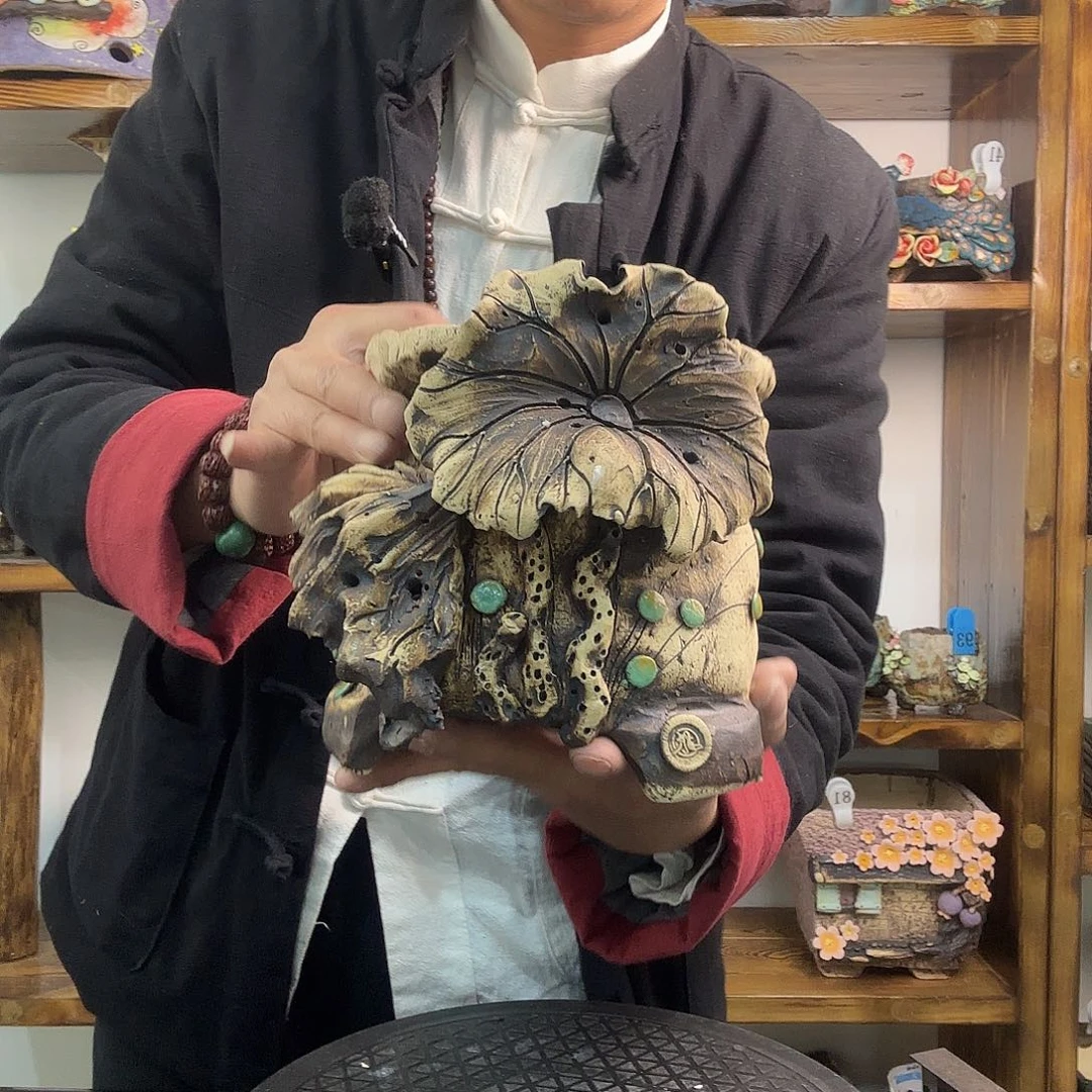 本默花器麦饭石花盆