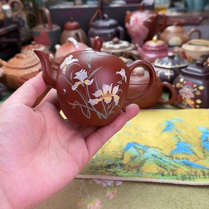 茶壶紫砂鸢尾花美人肩