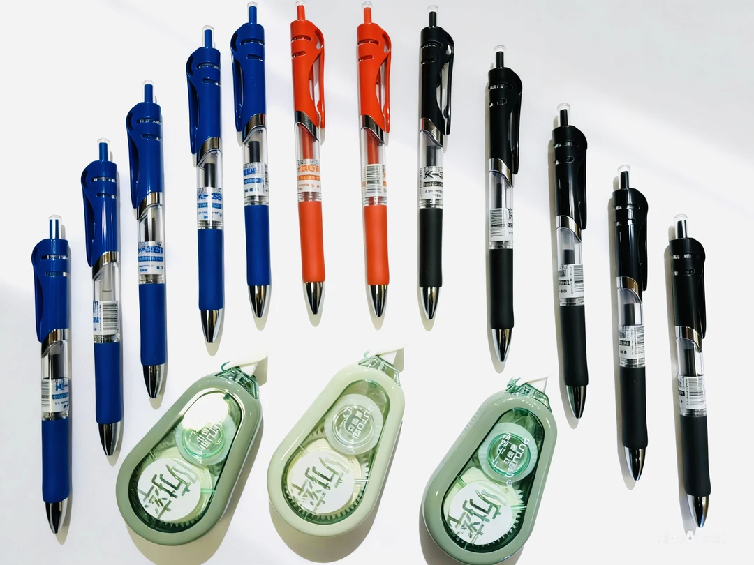 按动中性笔速干顺滑子弹头黑色蓝色学红色生考试办公专套装12装