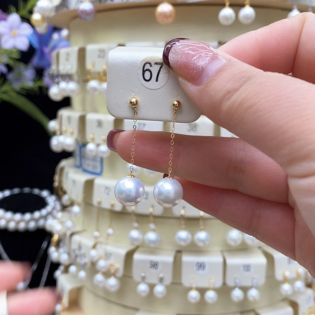 淡水珍珠耳饰18K金镶嵌