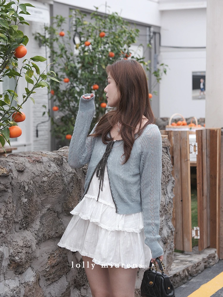 缪恩诗SPRING x「月儿微微～❀」气质针织系带开衫外套M2502271301