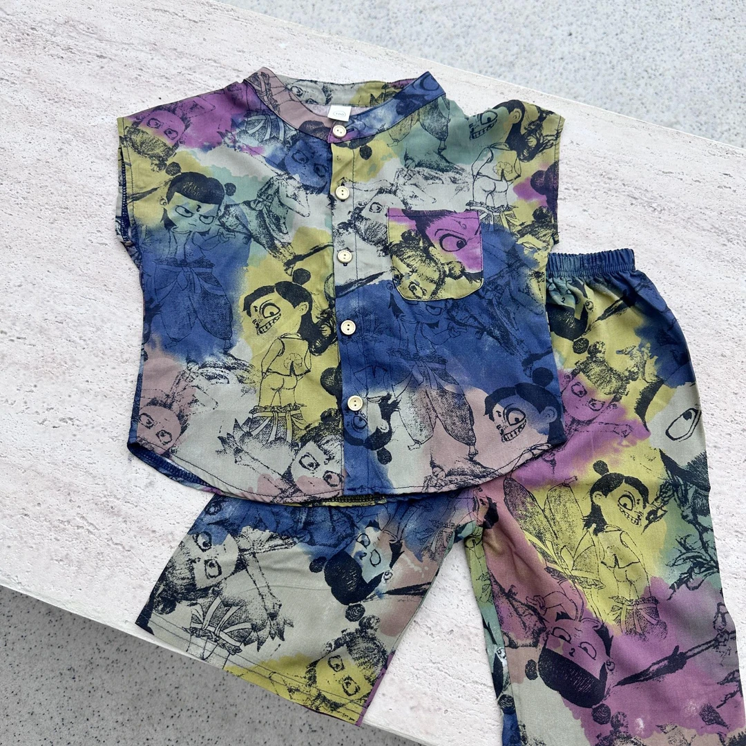 무지징-「儿童套装」夏季宝宝绵绸家居套装