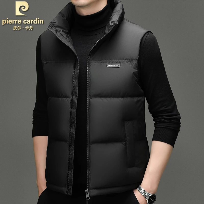 皮尔卡丹男士大码羽绒马甲外套秋冬保暖2025新款纯色简约时尚运动