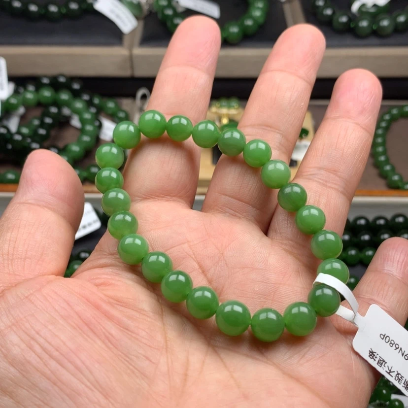 【闪购商品】未镶嵌手串和田玉（碧玉）冰果8m m