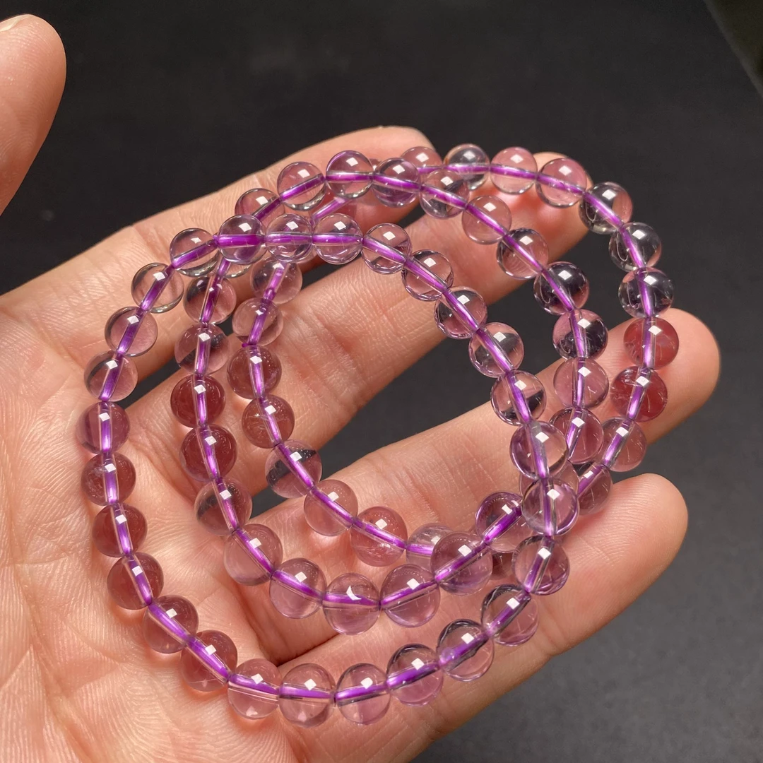 W66 巴西紫水晶手链7-10mm+多样性发一