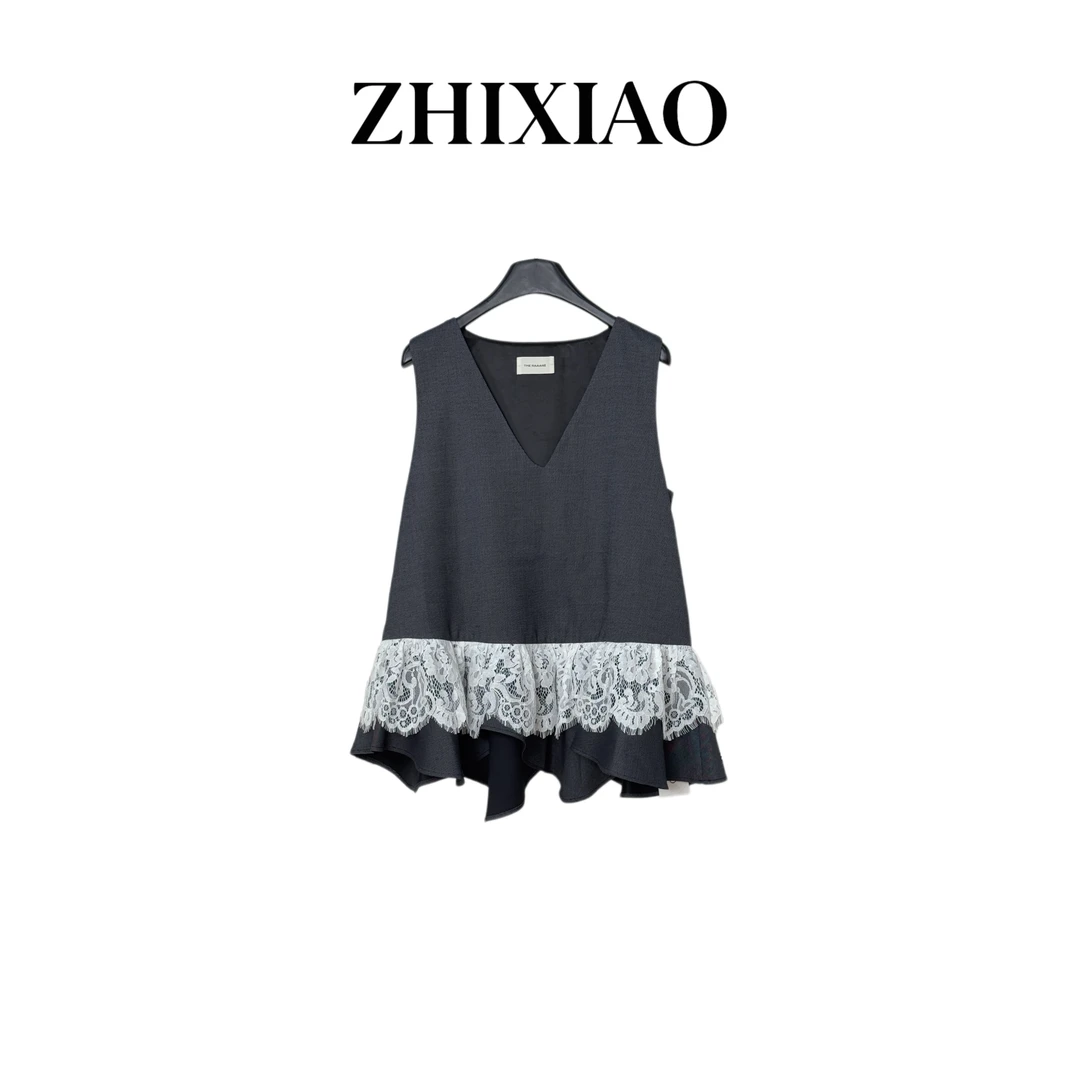 【ZHIXIAO】春季新款：下摆蕾丝背心裙24390