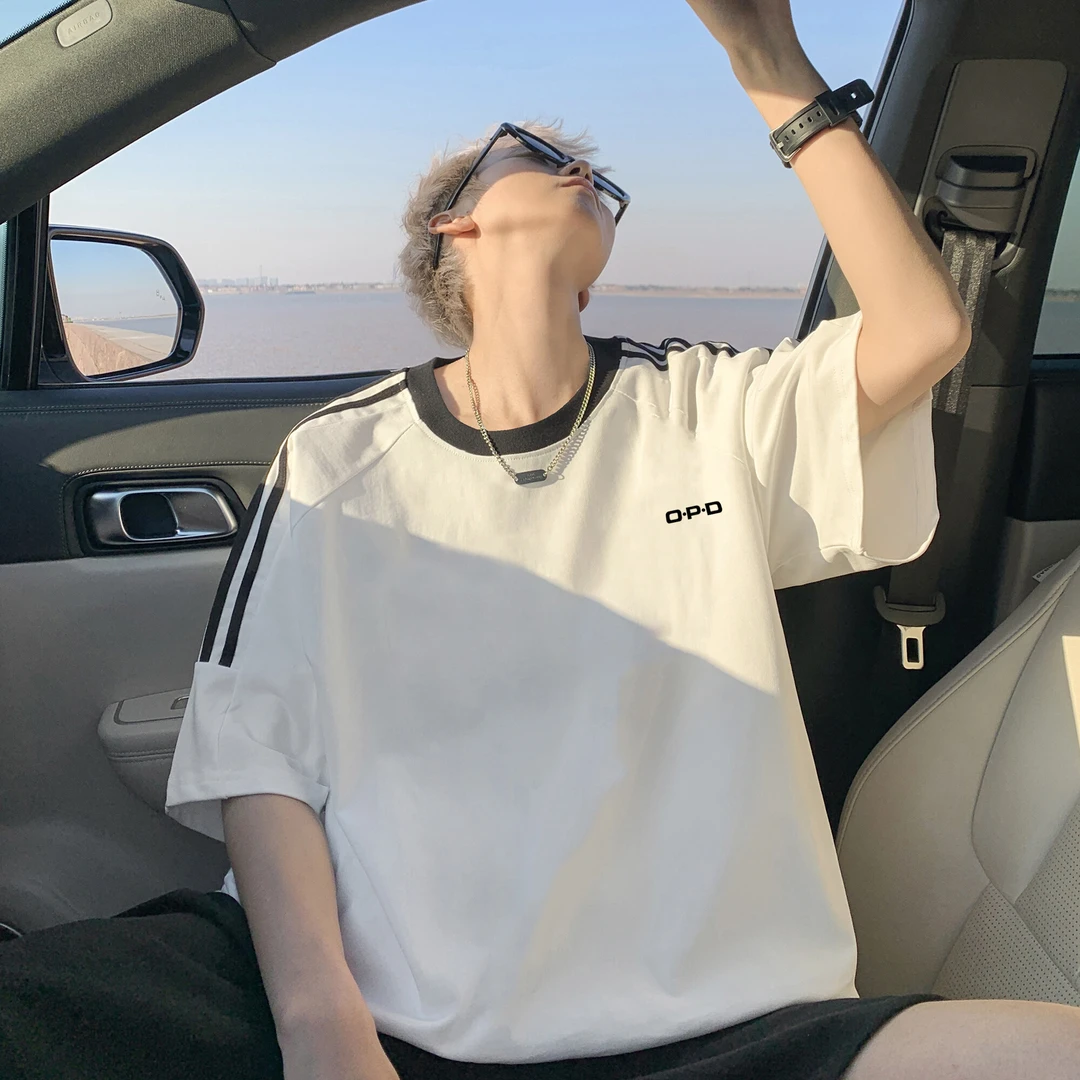 索罗娜男士t恤短袖男女同款新款男生休闲百搭潮流夏季半袖T情侣