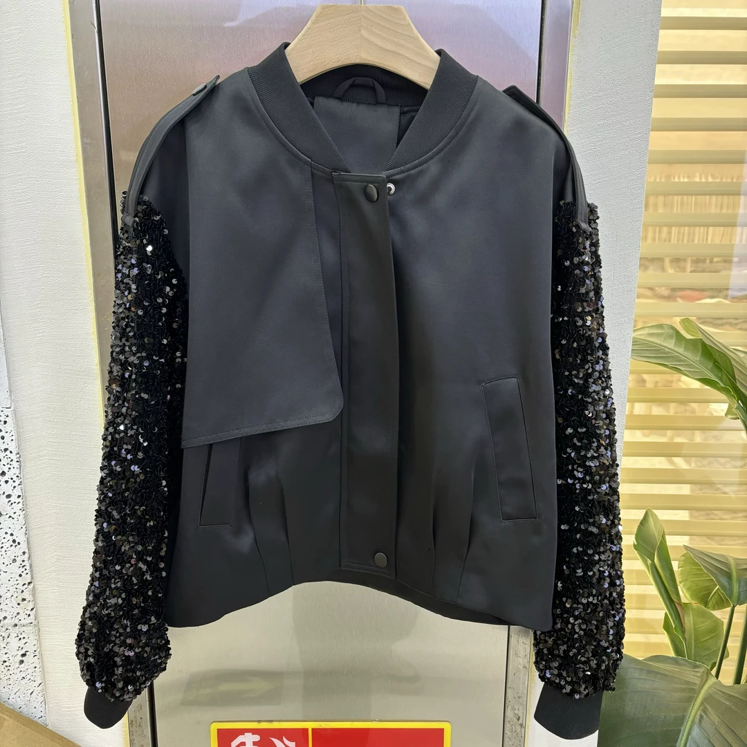 【甲木欧韩原单】重工亮片设计袖子休闲时尚外套