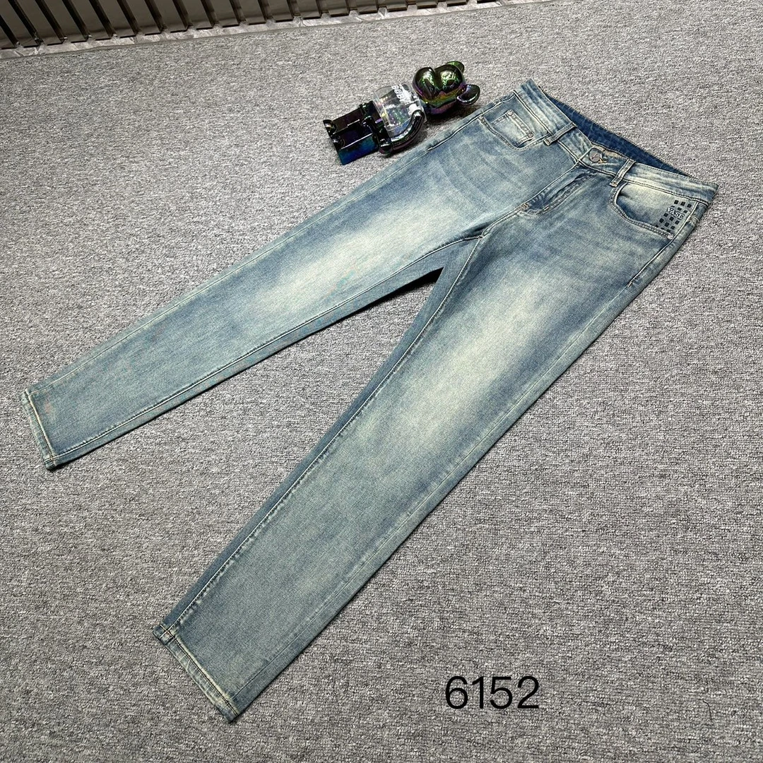 欧品夏季男士牛仔裤休闲修身微弹时尚潮流高端百搭牛仔裤 6152