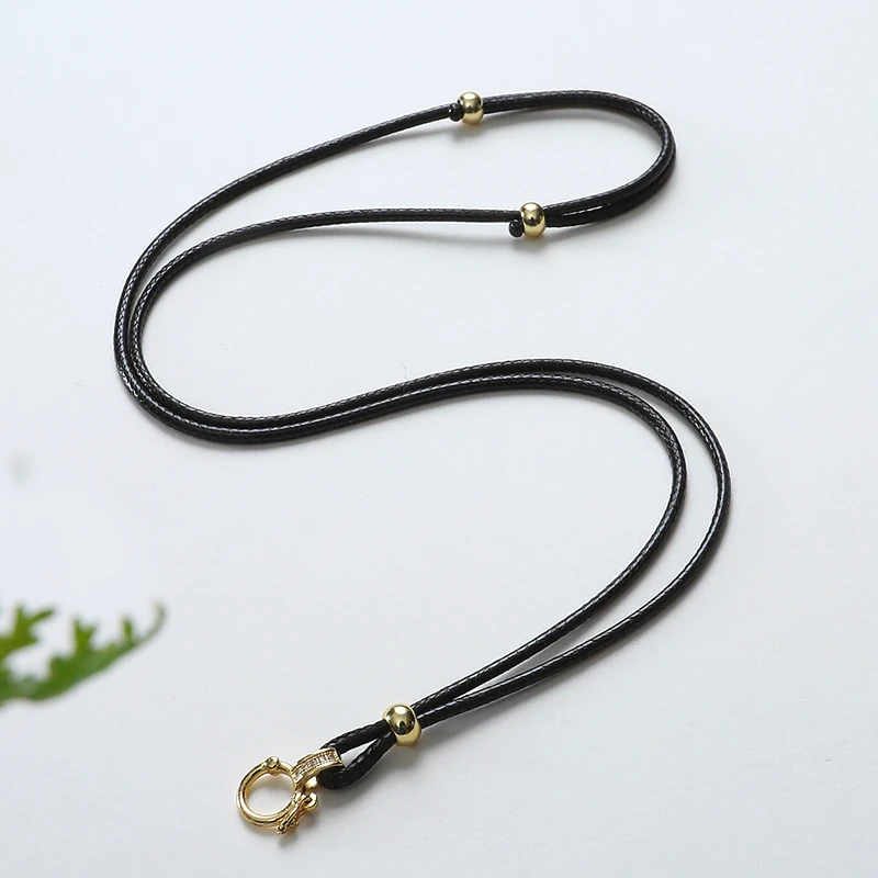 非金属皮质吊坠 高档黑色蜡皮绳万能扣项链绳平安扣玉石吊坠挂绳