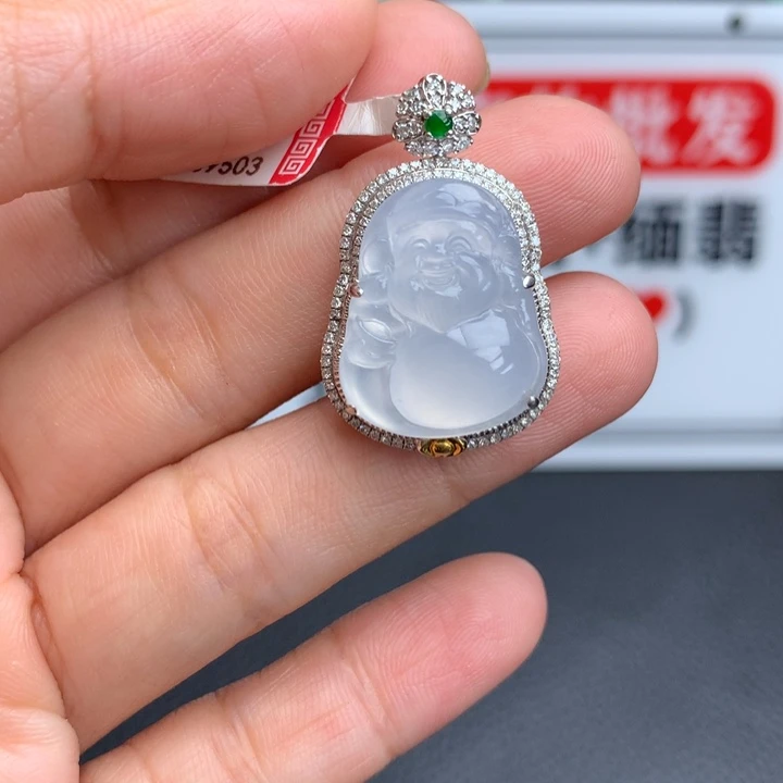 吊坠(不含链)18K金镶嵌翡翠