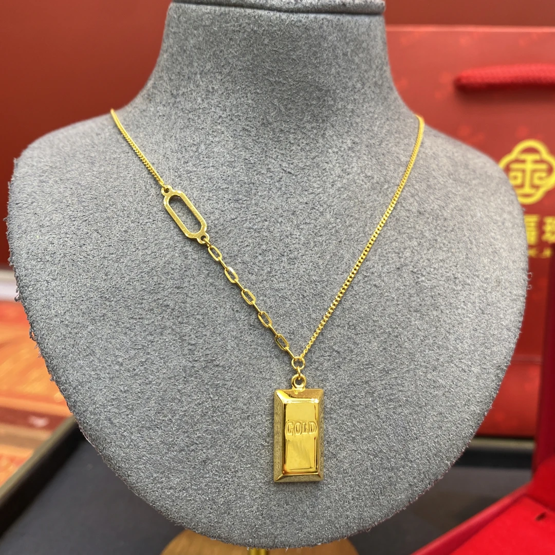 足金999暴富金砖套链小金条项链送女友礼物（龙虾扣）
