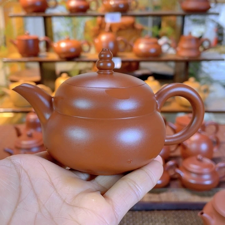 紫砂茶壶郭*潮州手工手拉葫芦壶