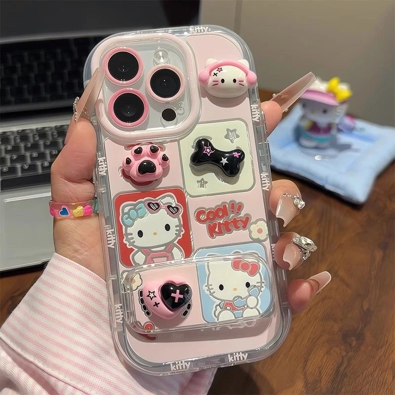 kt猫公仔镜子支架适用苹果16手机壳iPhone15/14ProMax女款13/12套
