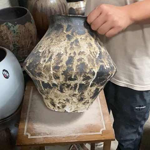 紫砂花盆口15高度30黑姹