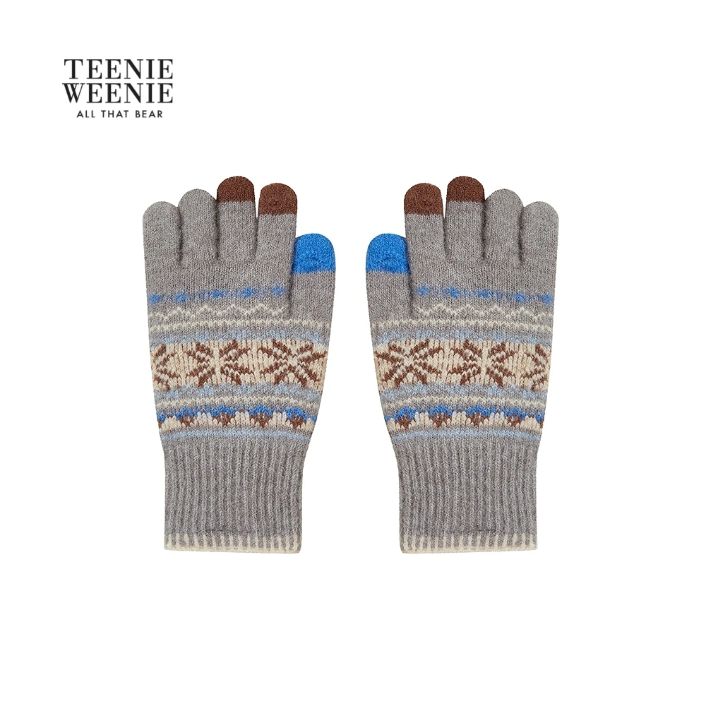 TeenieWeenie小熊25柔软舒适复古费尔岛图案分指手套TTAG25FV01T