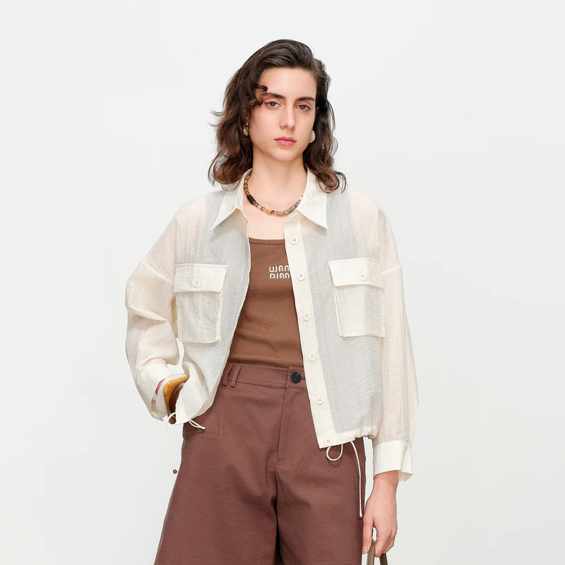 婉甸2025夏季新品椰子奶白轻薄外套1242O08YT3