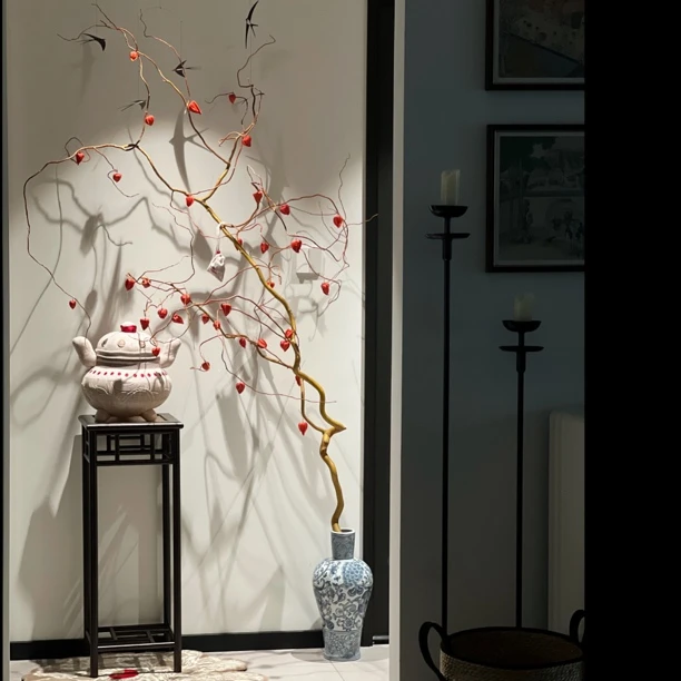 华灯初上|酸浆果龙柳室内秋冬氛围感果实可水培轻奢落地花材