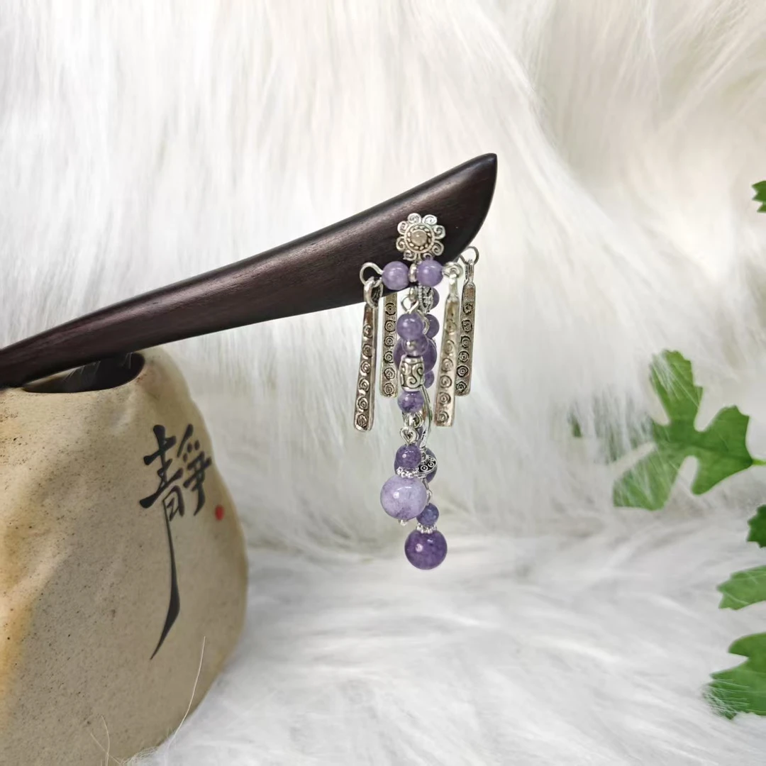 炑歌J436紫色彩云之南15公分发簪气质手工发饰国风百搭发簪