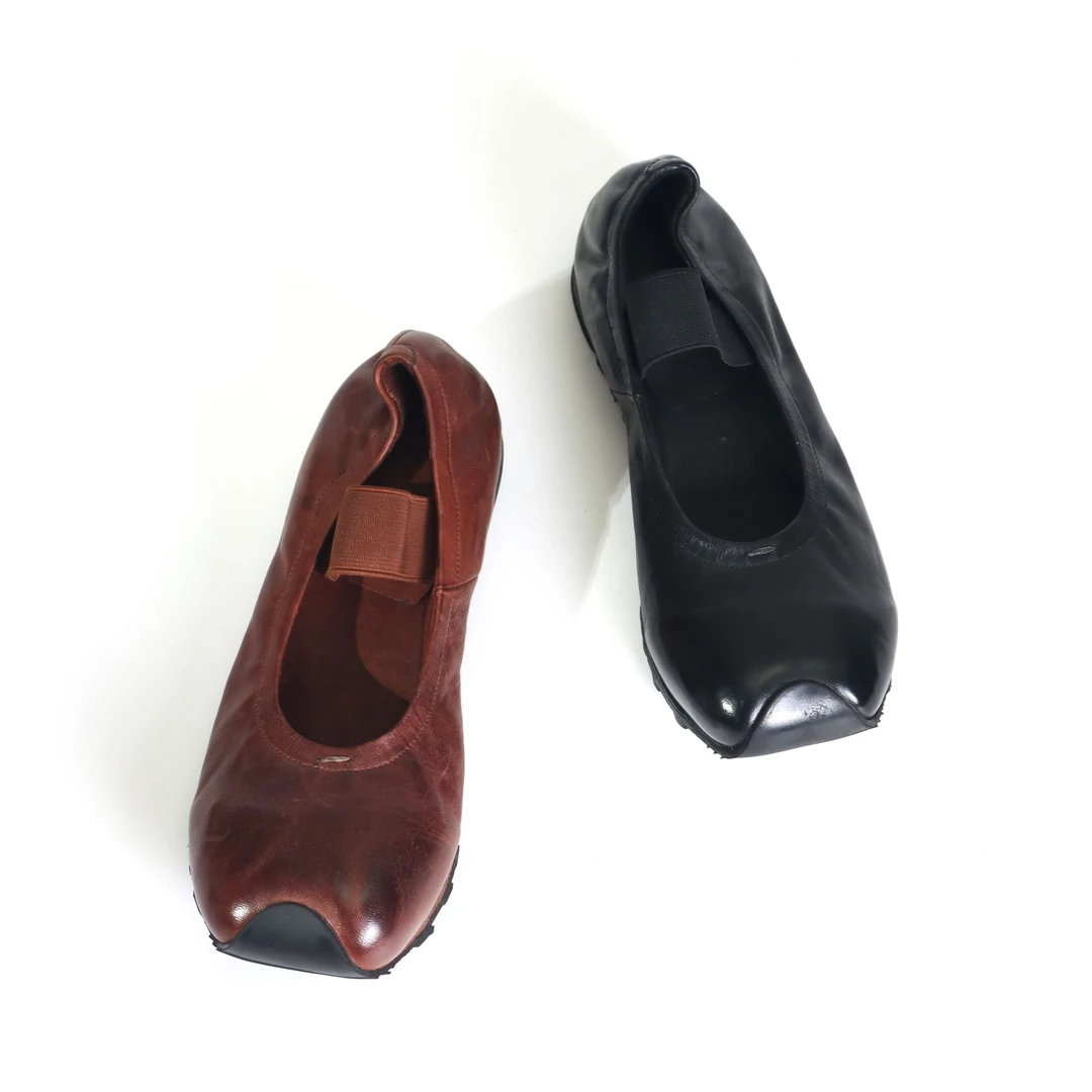 单鞋女小众设计水洗马皮复古做旧平底玛丽珍运动芭蕾鞋YX238-3