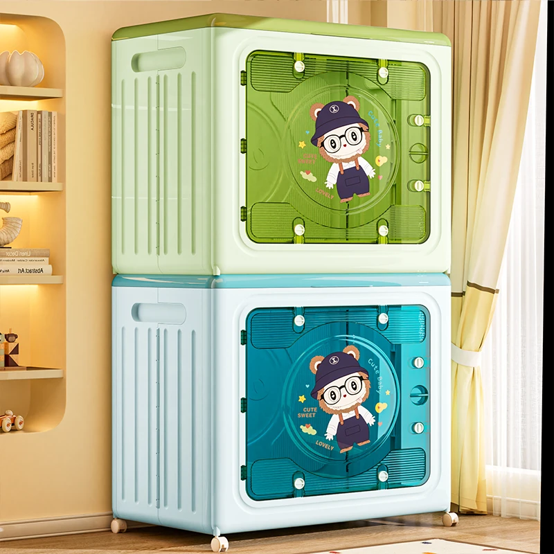 衣服收纳箱家用双开门翻盖整理箱衣物玩具大容量折叠储物箱带滑轮
