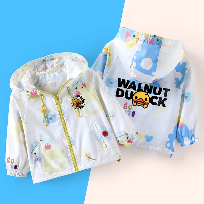 小黄鸭2025夏季儿童新款休闲时尚男女童透气舒适防晒衣HTA36
