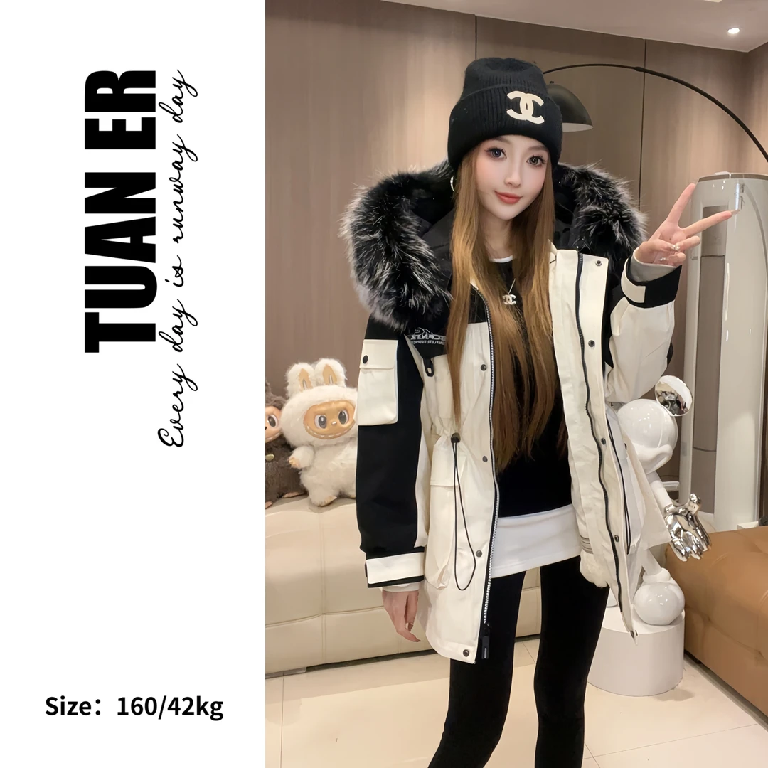 2025秋冬爆款雪花毛领可拆卸工装派克YC963