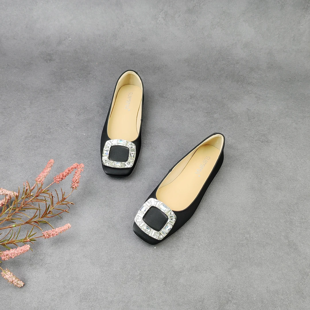 火爆春季新款法式方头平底鞋百搭软底浅口平跟女单鞋-77-7