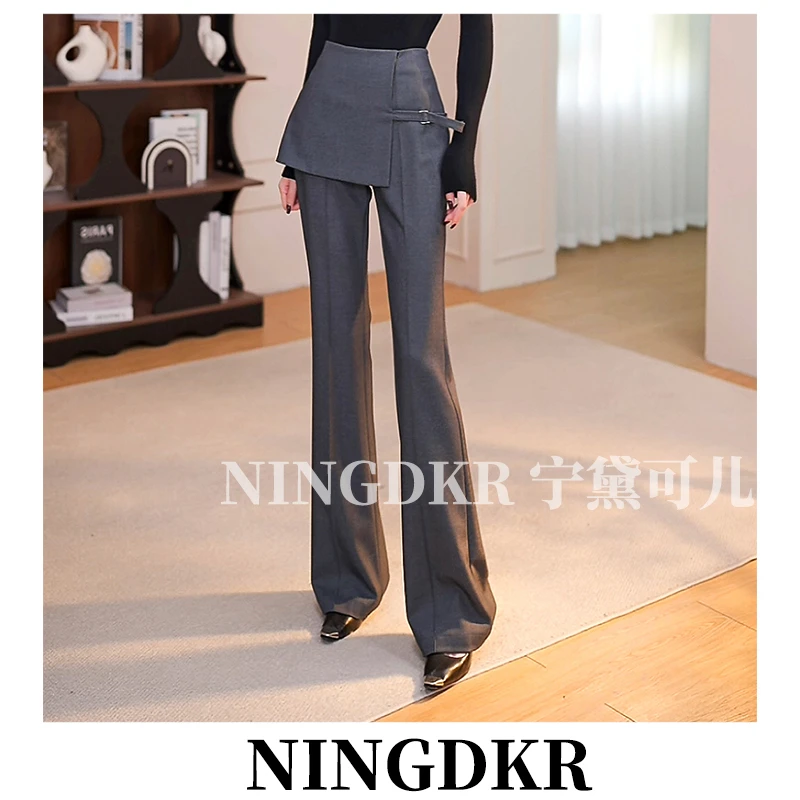 圳B31330宁黛可儿假两件一片式裤裙设计感微喇裤女显瘦休闲长裤