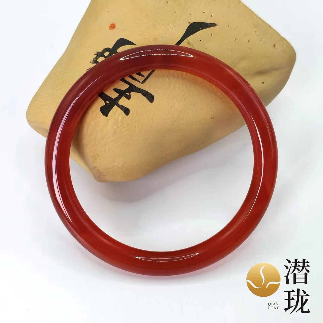 【潜珑】qj-99-011天然高冰玛瑙红袖添香胖圆手镯