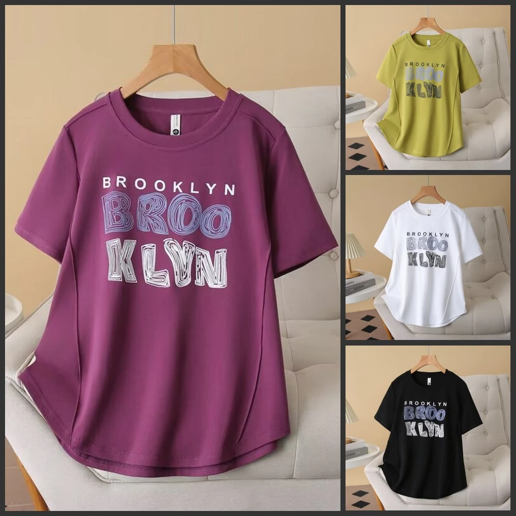 梦冬佳--110-200斤大码女装洋气百搭显瘦夏季彩色显白显瘦短袖T恤