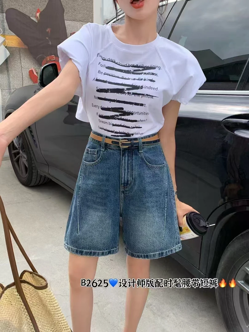 NFM女驸马新款时尚设计师版薄款牛仔短裤B2625