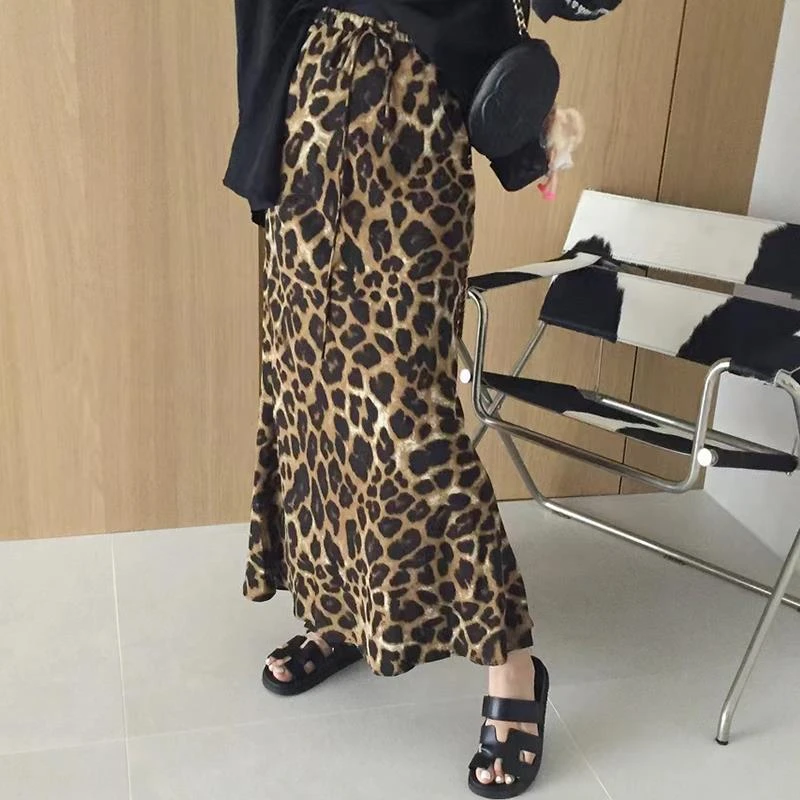 【品质欧货】复古小众设计感抽绳豹纹半身裙女早春新款高腰显瘦包