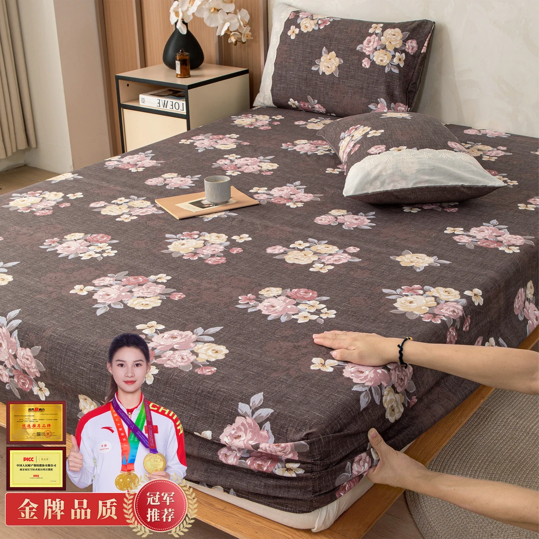 【床笠】A类秋冬加厚原麻防滑免打理皱皱纱抗菌床罩全包床垫保护套