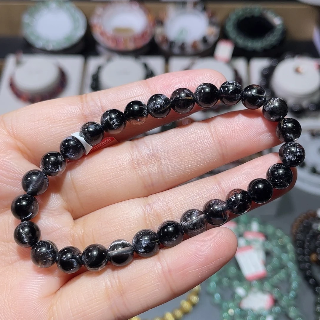 水晶手串未镶嵌黑银钛手串