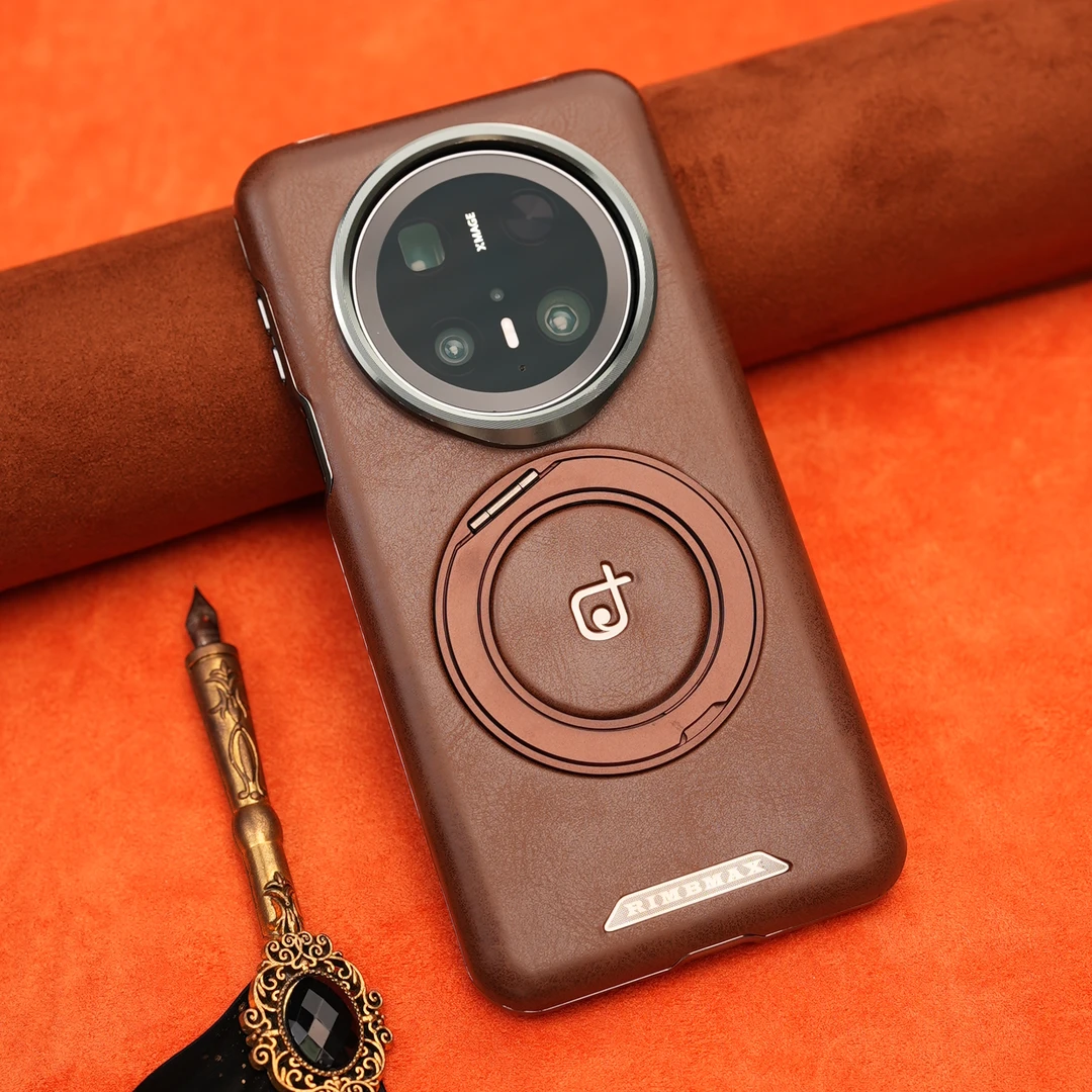 适用于华为Mate70Pro+高级旋转支架磁吸手机壳高档皮质Mate60防摔